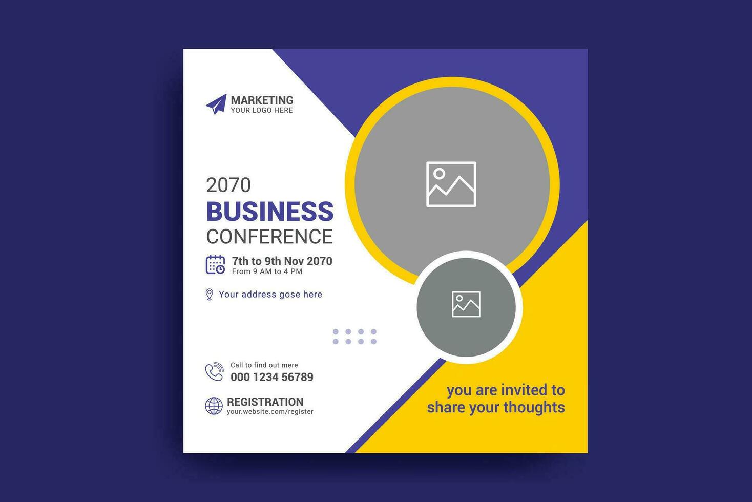conference social media posts and banner design vector