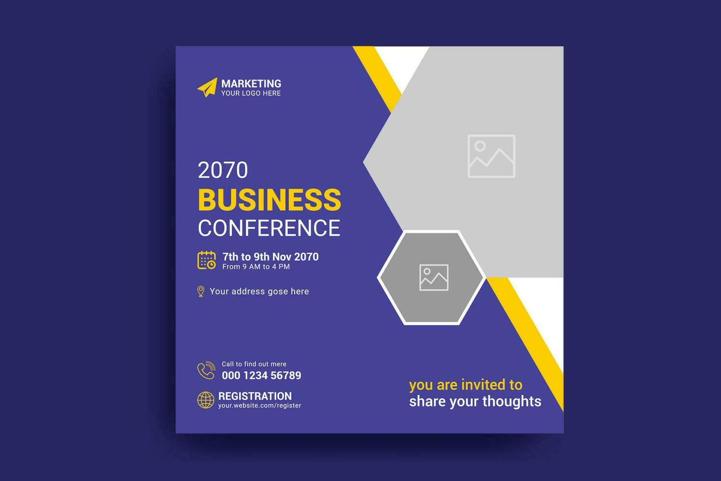 conference social media posts and banner design vector