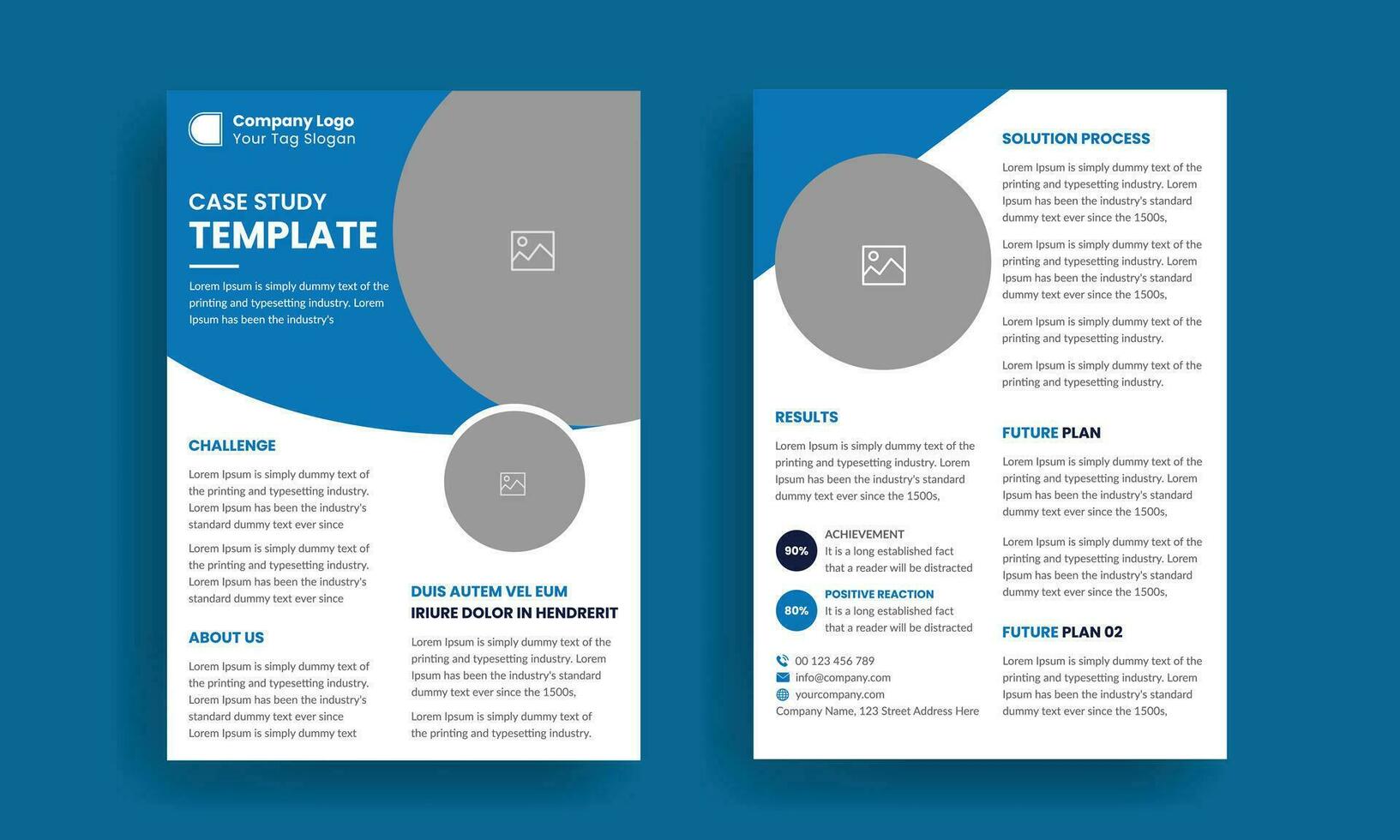 Business case study Double Side Flyer template vector