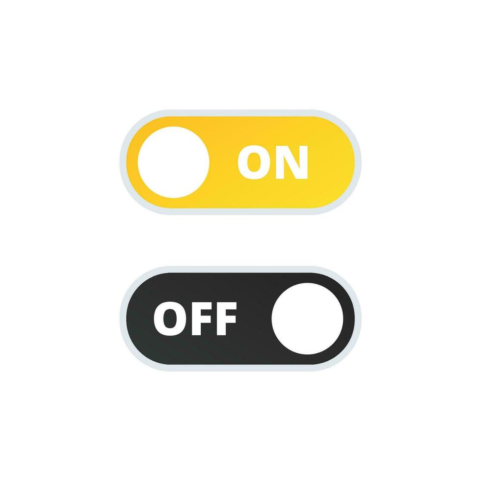 Set of switch on and off icons. On and off toggle buttons. vector