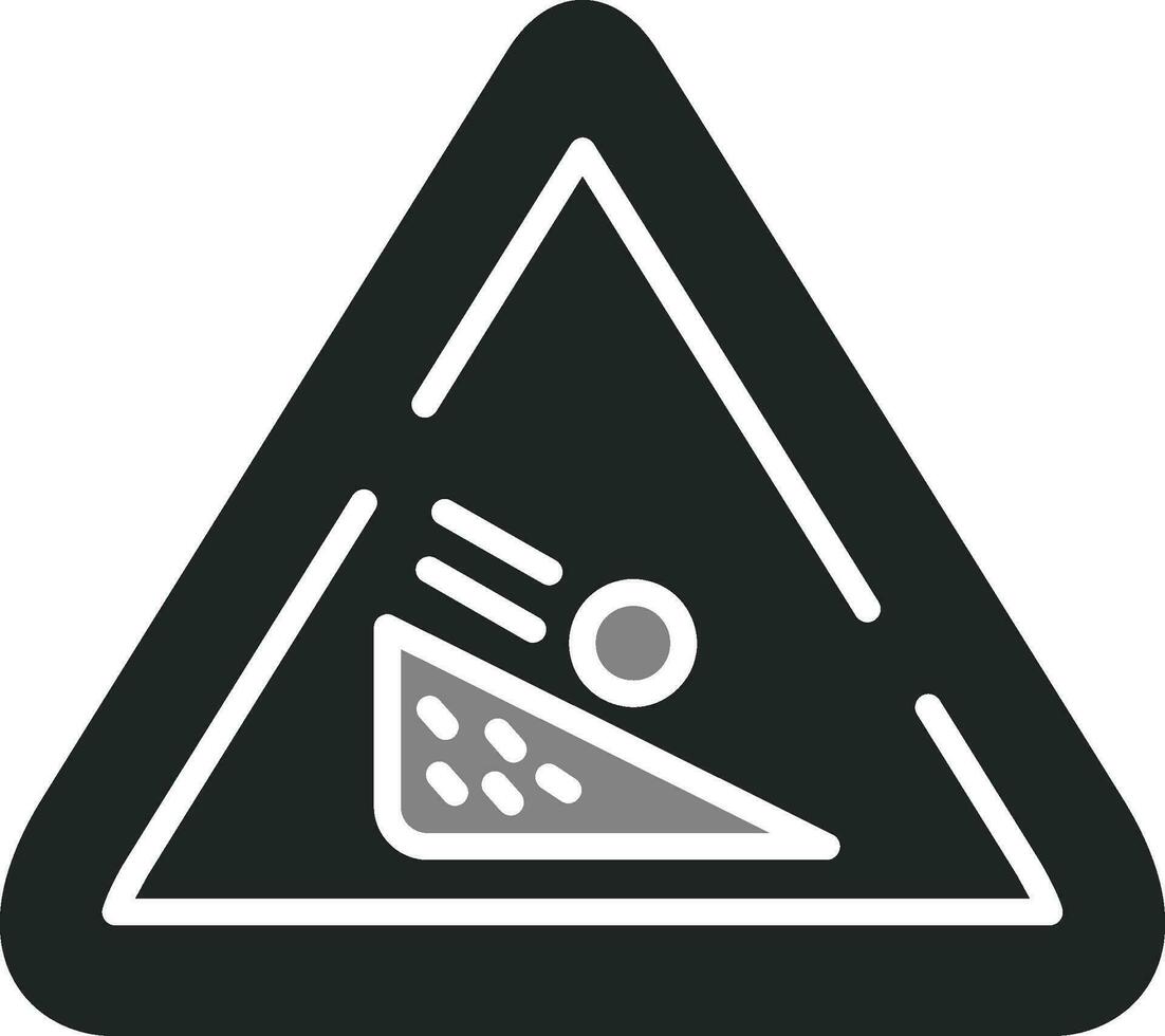 Falling Boulder Sign Vector Icon