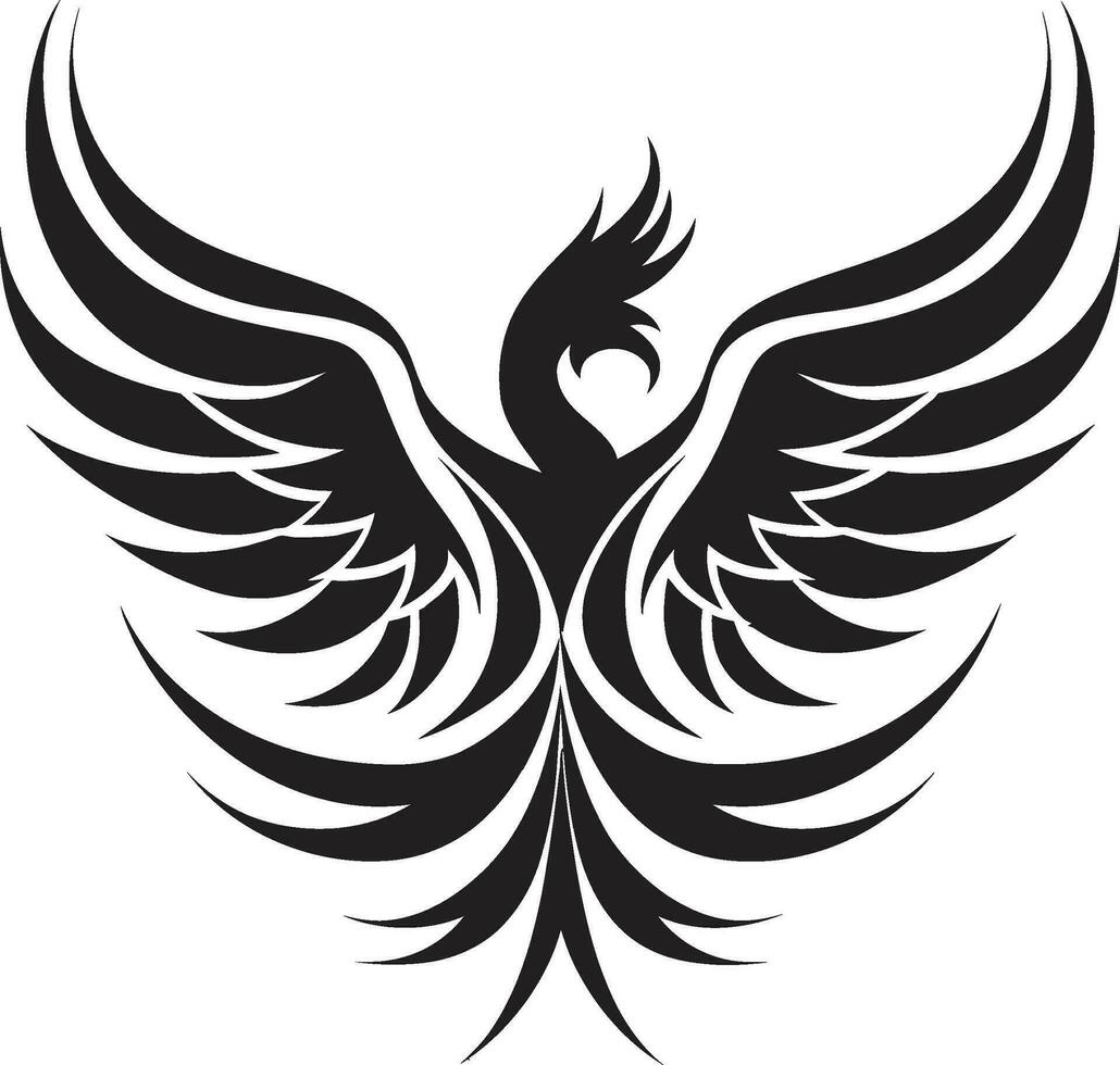 Elegant Feathered Logo Phoenix of the Eclipse vector