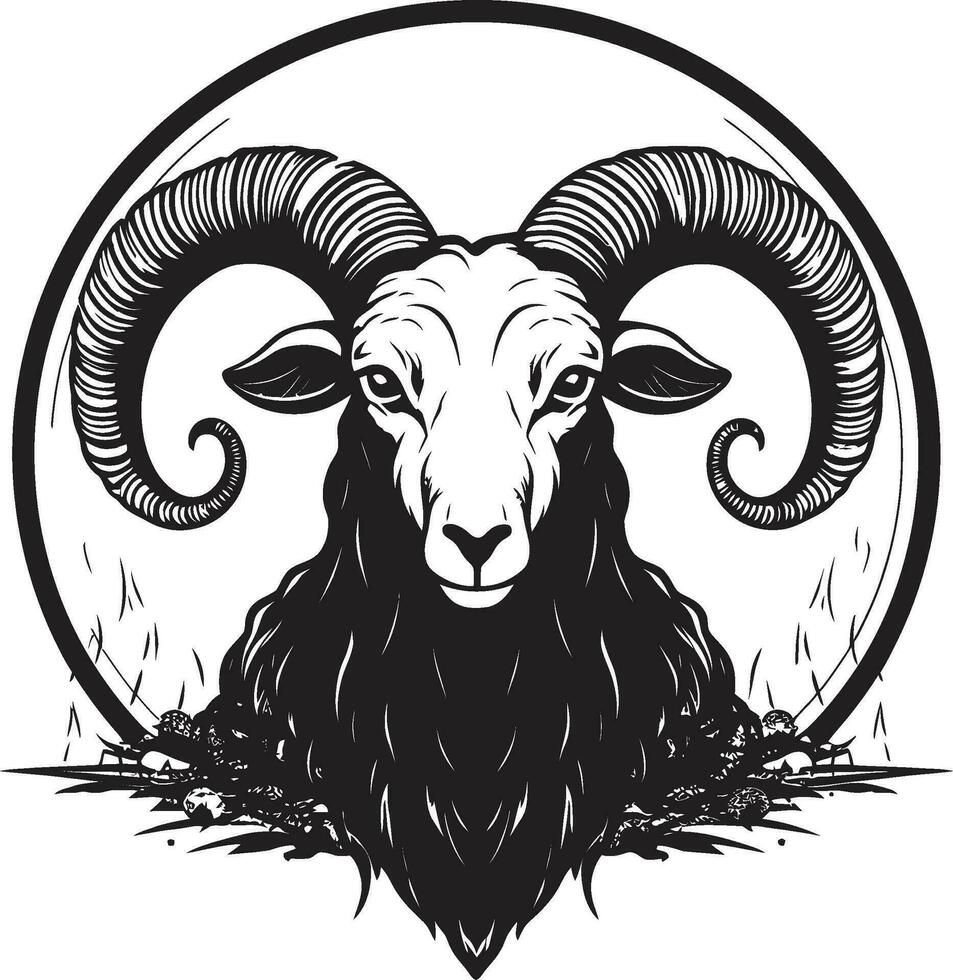 Graphic Ewe Icon Woolly Opulence Sheep Silhouette Logo Onyx Majesty vector