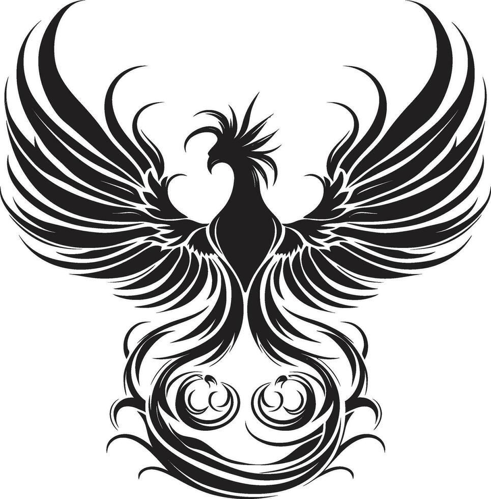 Elegant Phoenix in Shadow Regal Black Phoenix Profile vector