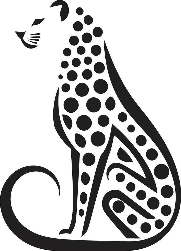 Graceful Tail Vectorized Cheetah Crest Shadowy Paws Abstract Cheetah Design vector