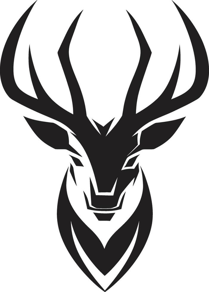 Monochromatic Magic Deer Emblem in Blacks Intricacy The Art of Nature Black Vector Deer Logos Serenity