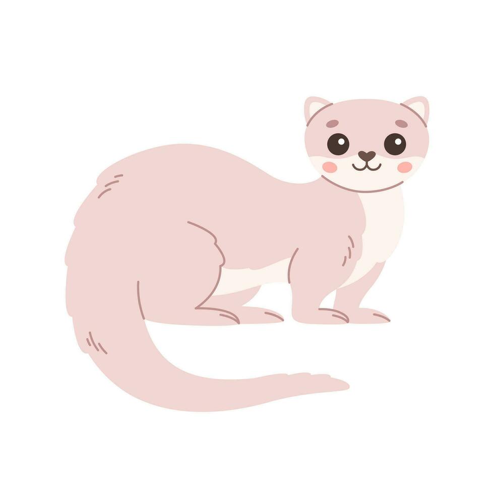 Cute ferret. Woodland animal. Vector illustration in flat style