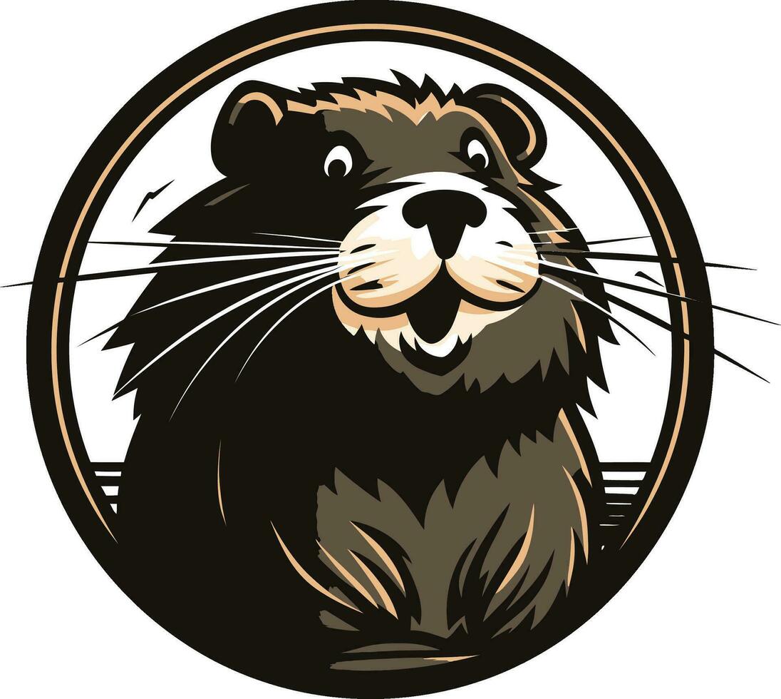 Beaver Head Emblem Beaver Crowned Badge vector