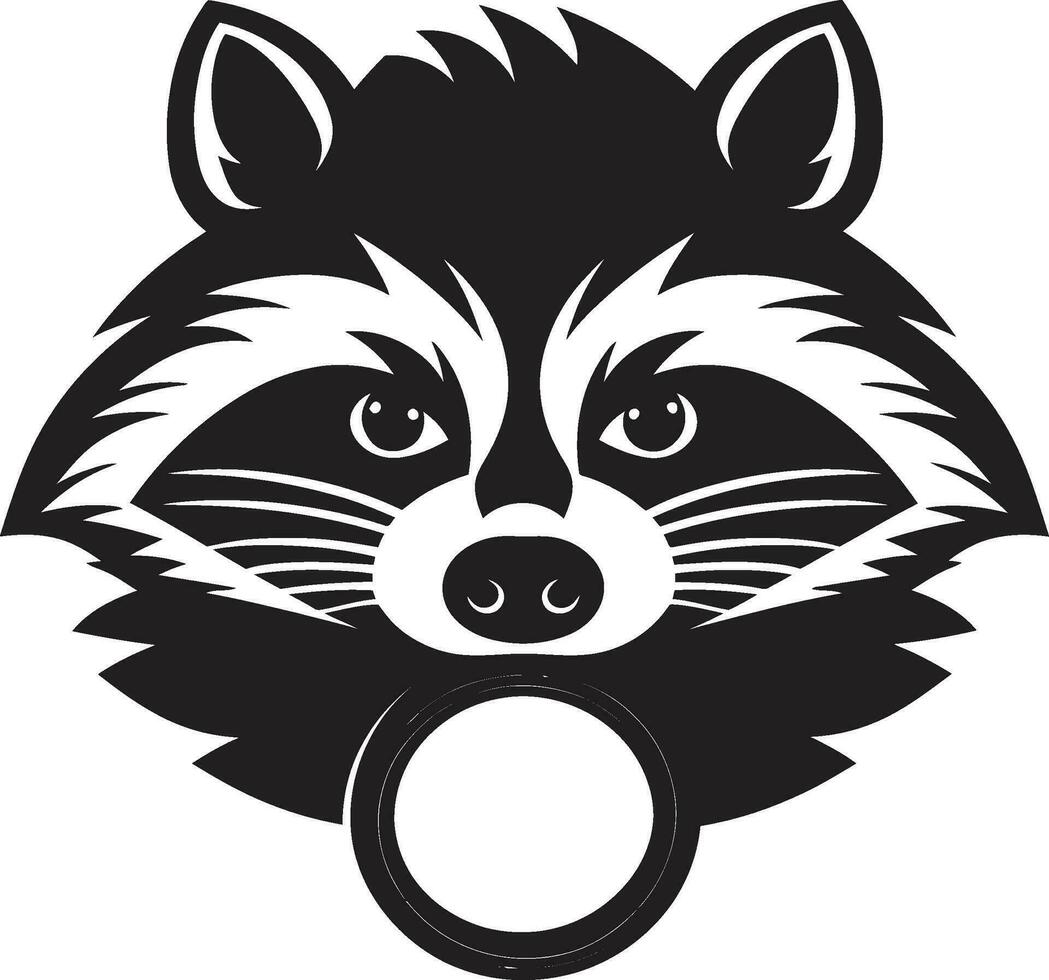 Intricate Black Raccoon Crest Minimalistic Raccoon Mark of Excellence vector