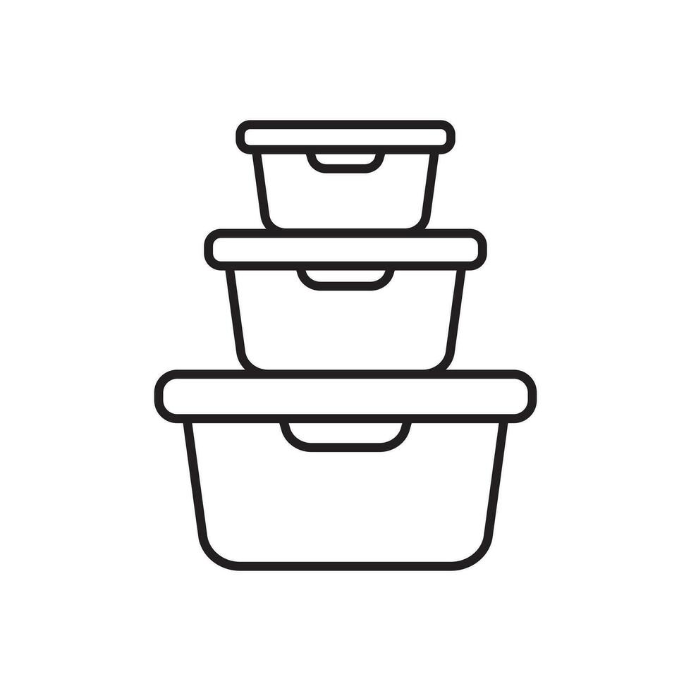Food container icon. Lunchbox icon. Organising food storage containers. Vector icon isolated on white background.