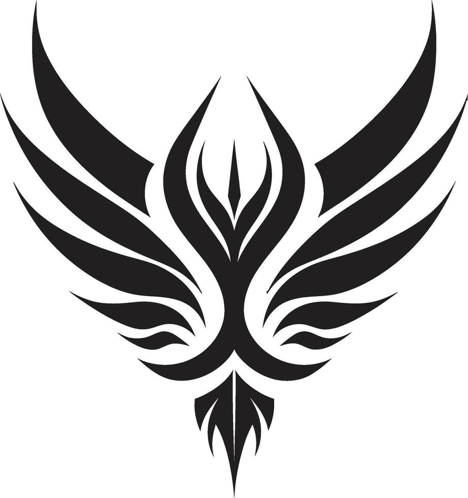 Phoenix Rising in Darkness Noir Feathered Icon vector
