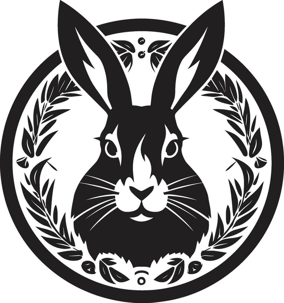 Graceful Rabbit Silhouette Icon Intricate Black Bunny Crest vector