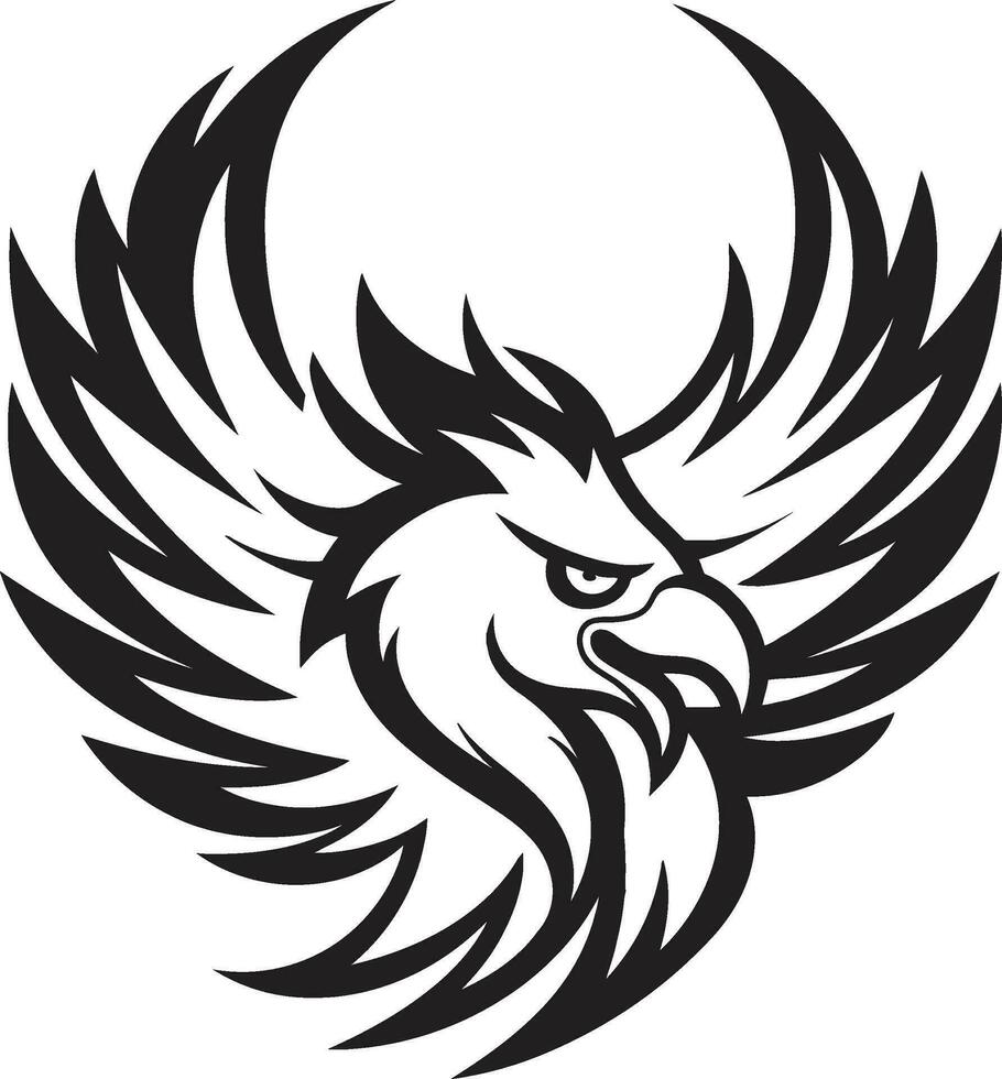 Midnight Phoenix Symbol Fiery Feathered Profile vector