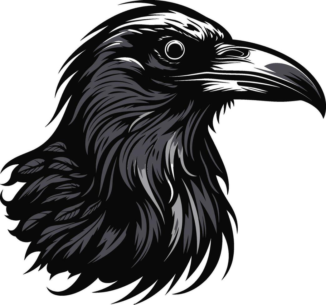 Graceful Raven Vector Insignia Abstract Black Bird Seal