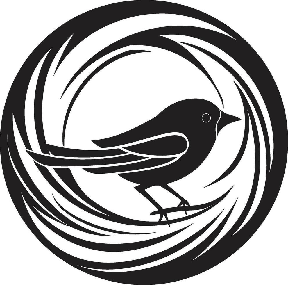 A Sanctuary in Black Bird Nest Design Aerial Refuge Black Vector Bird Nest Symbol