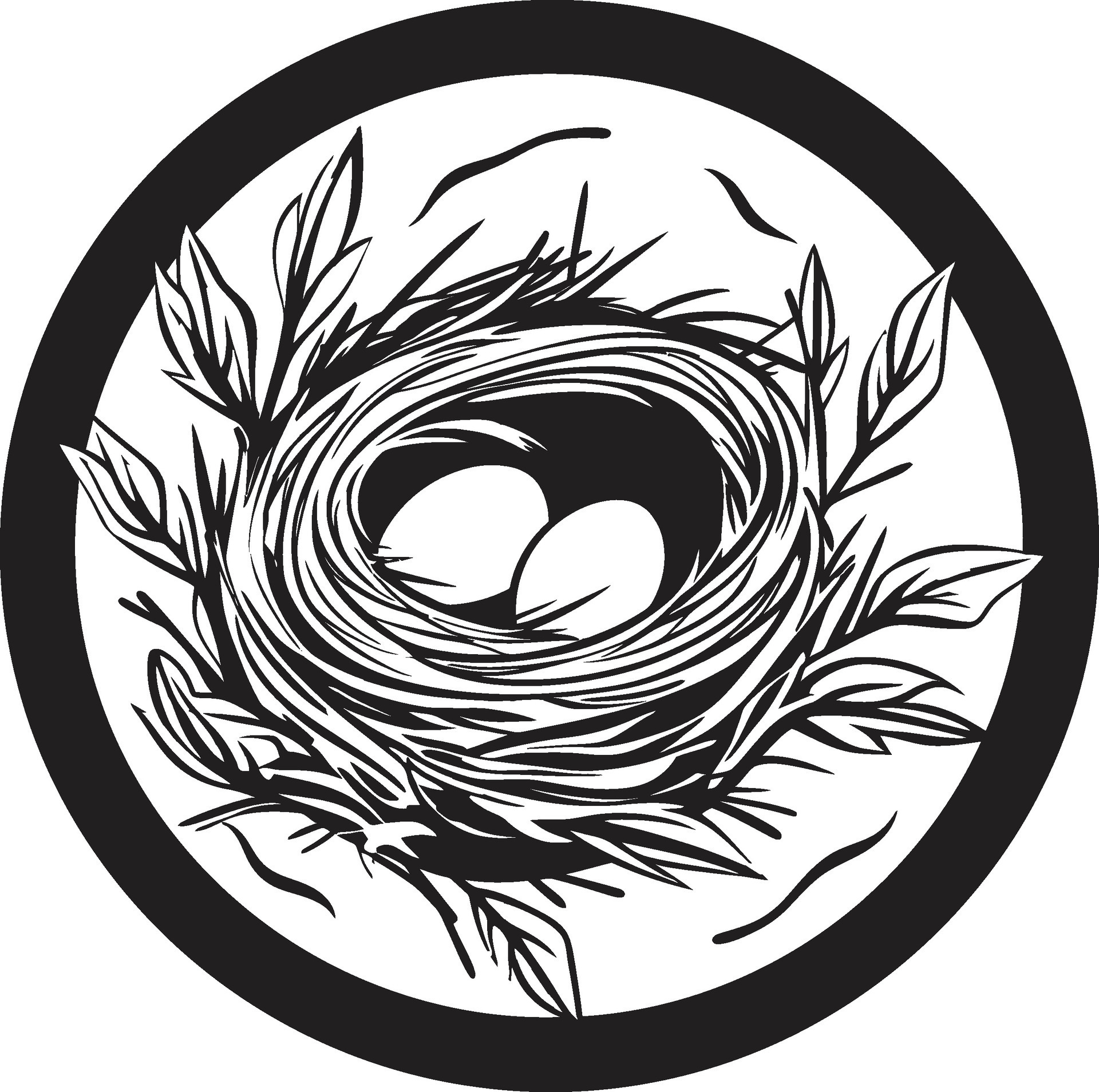 Elevated Elegance Black Vector Nest Design Black Bird Nest Icon A Haven
