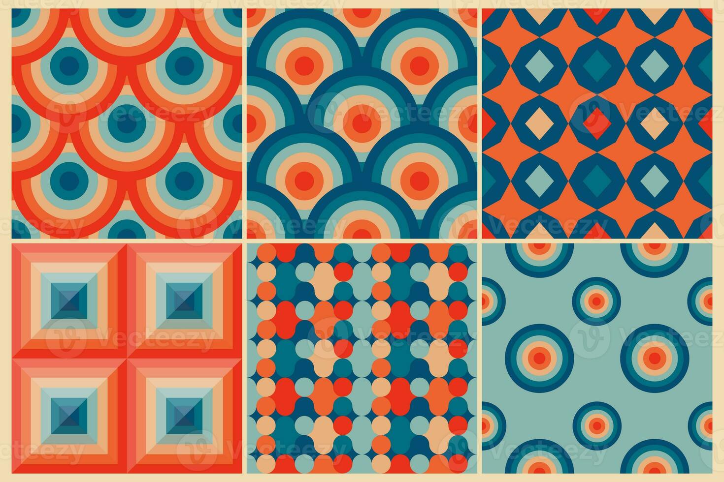 Vintage retro seamless patterns in the style of the 50s and 60s photo