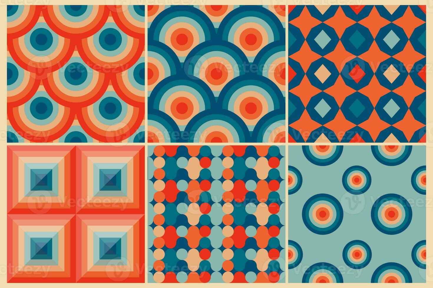 Vintage retro seamless patterns in the style of the 50s and 60s photo