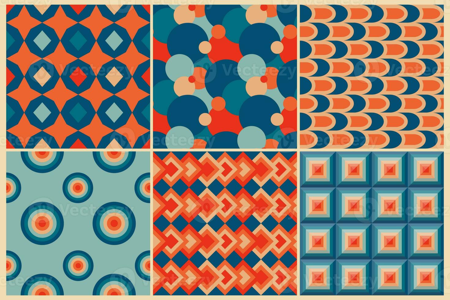 Vintage retro seamless patterns in the style of the 50s and 60s photo
