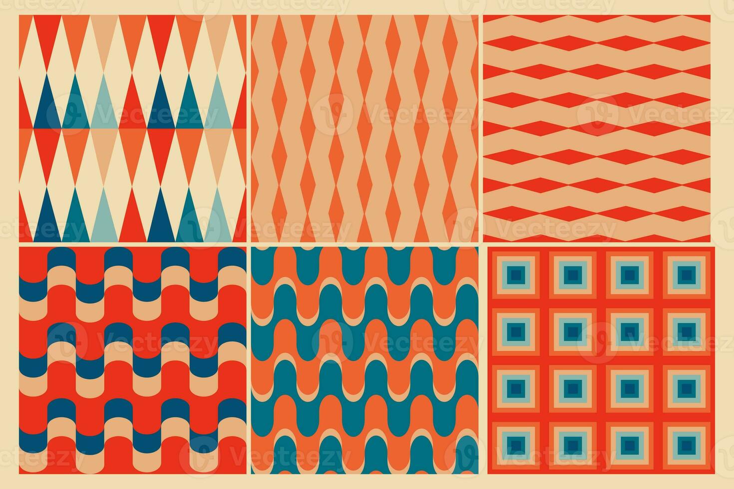 Vintage retro seamless patterns in the style of the 50s and 60s photo