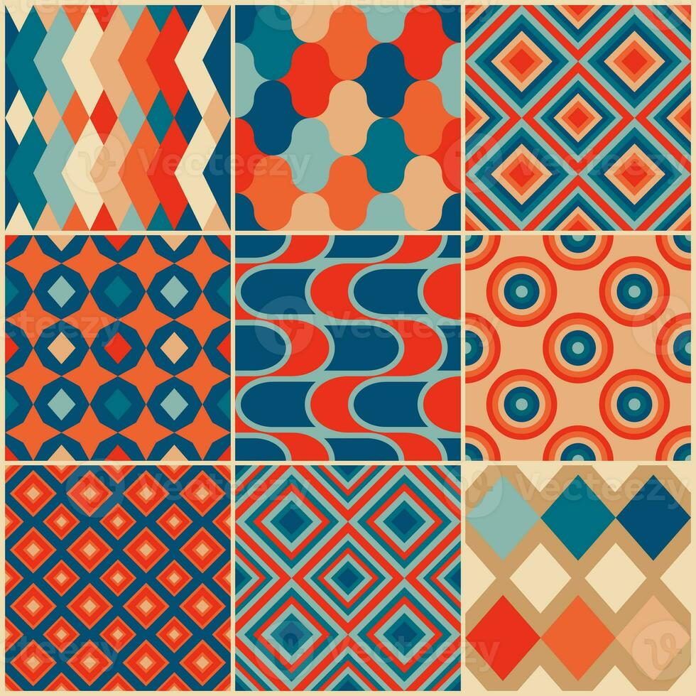 Vintage retro seamless patterns in the style of the 50s and 60s photo