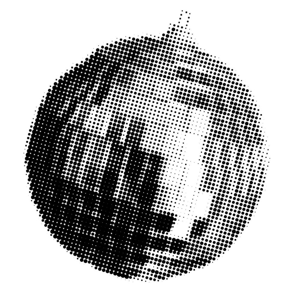 Disco ball ornament halftone collage element. Shiny bauble, cutout magazine shape, for modern retro grunge Christmas design. Trendy vector illustration isolated on transparent background