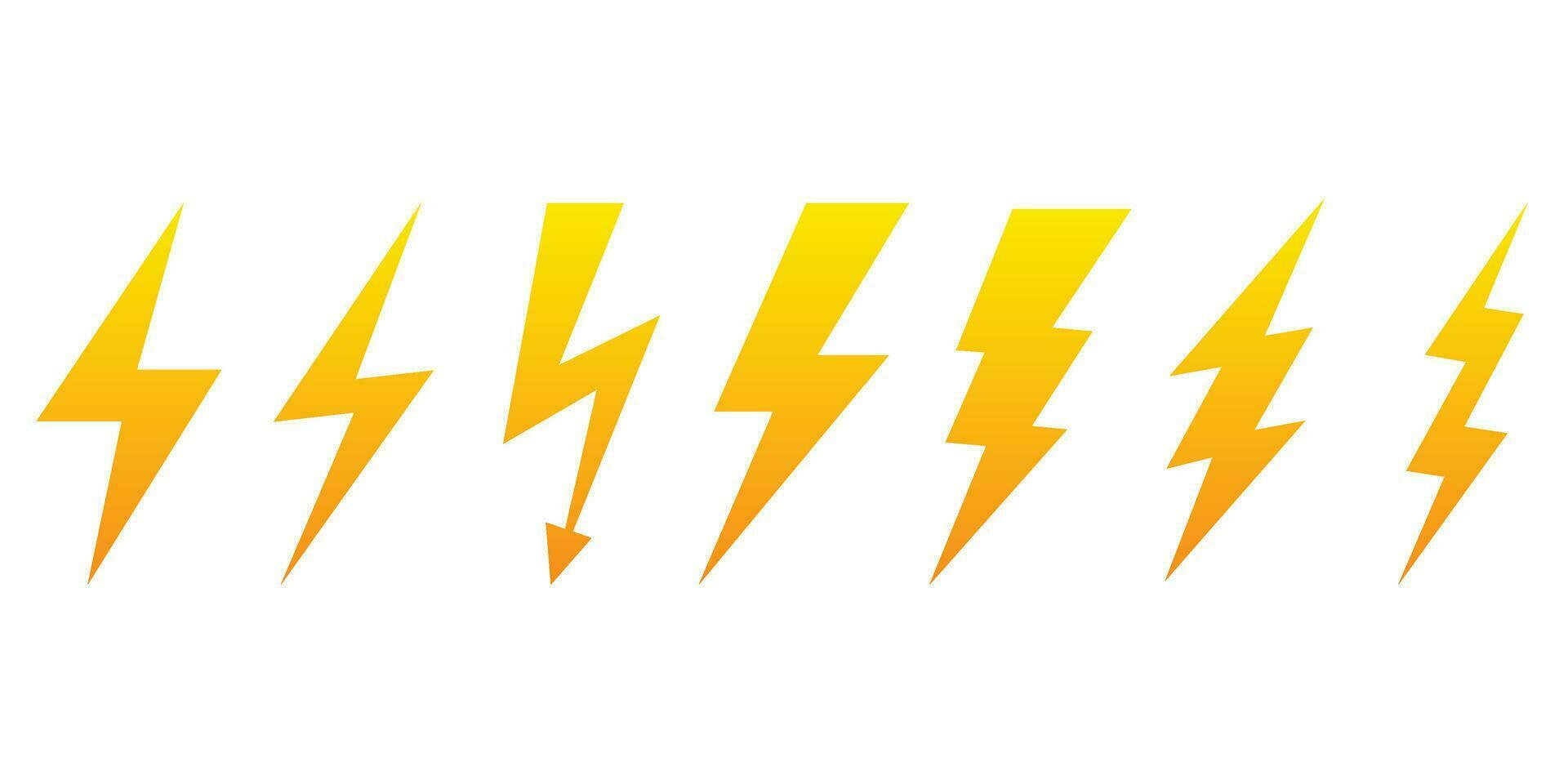 Lightning icon set. Electricity and power symbol. Thunder and Bolt. Flash icon. Lightning bolt. vector