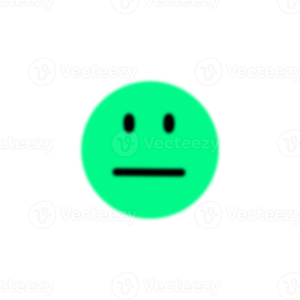 Y2K blurred green emoji with displeased face png