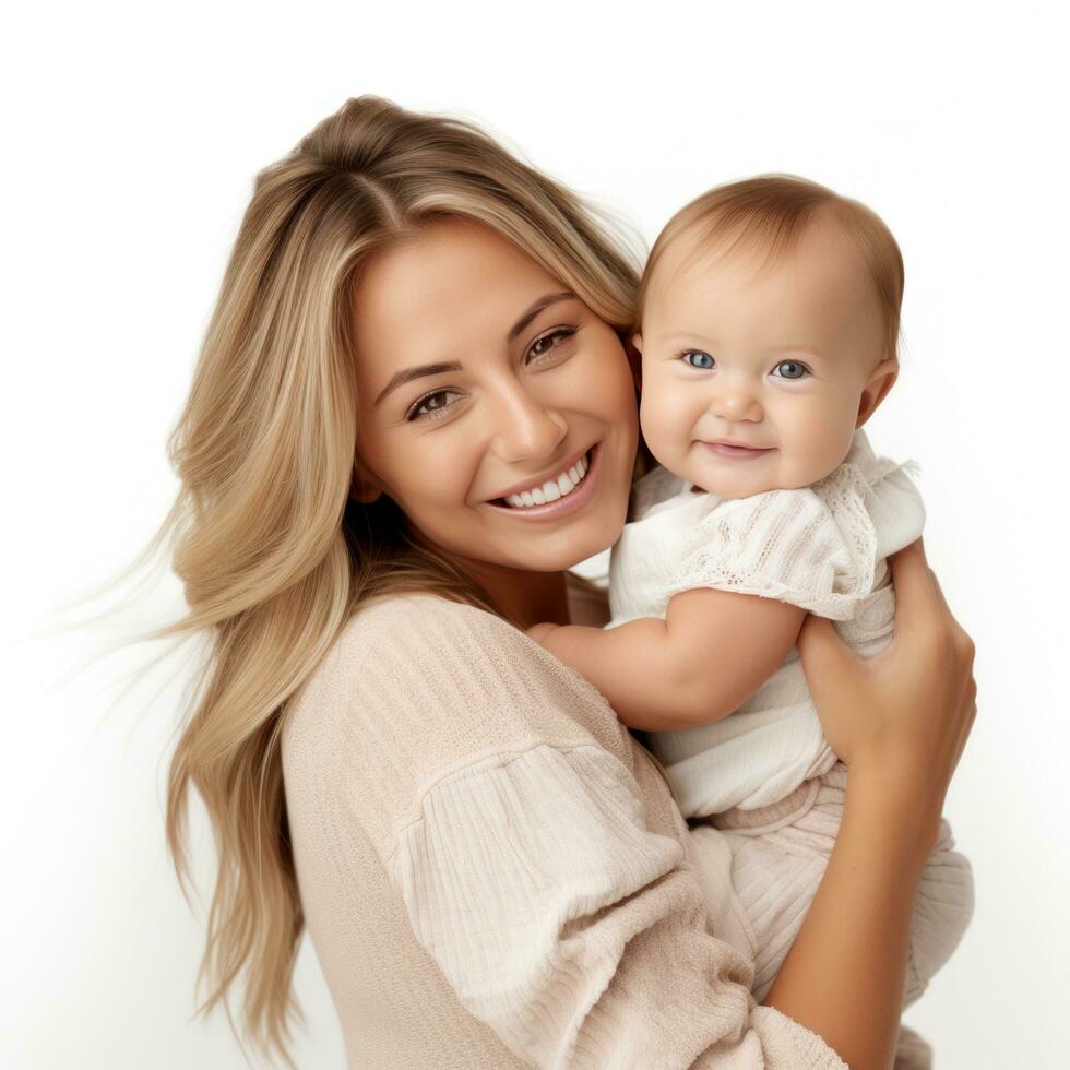 un encantador imagen de un madre abrazando su bebé niña foto