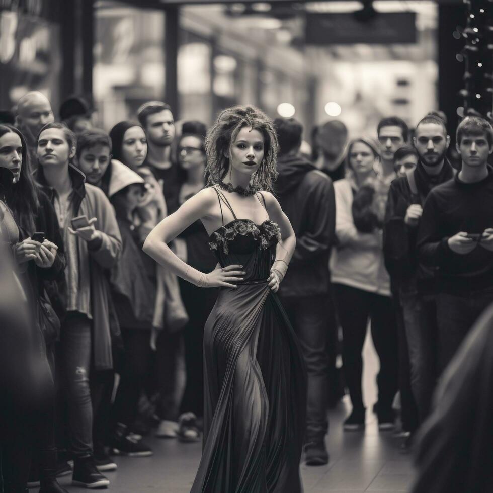 dancer among a crowd of people on the street photo