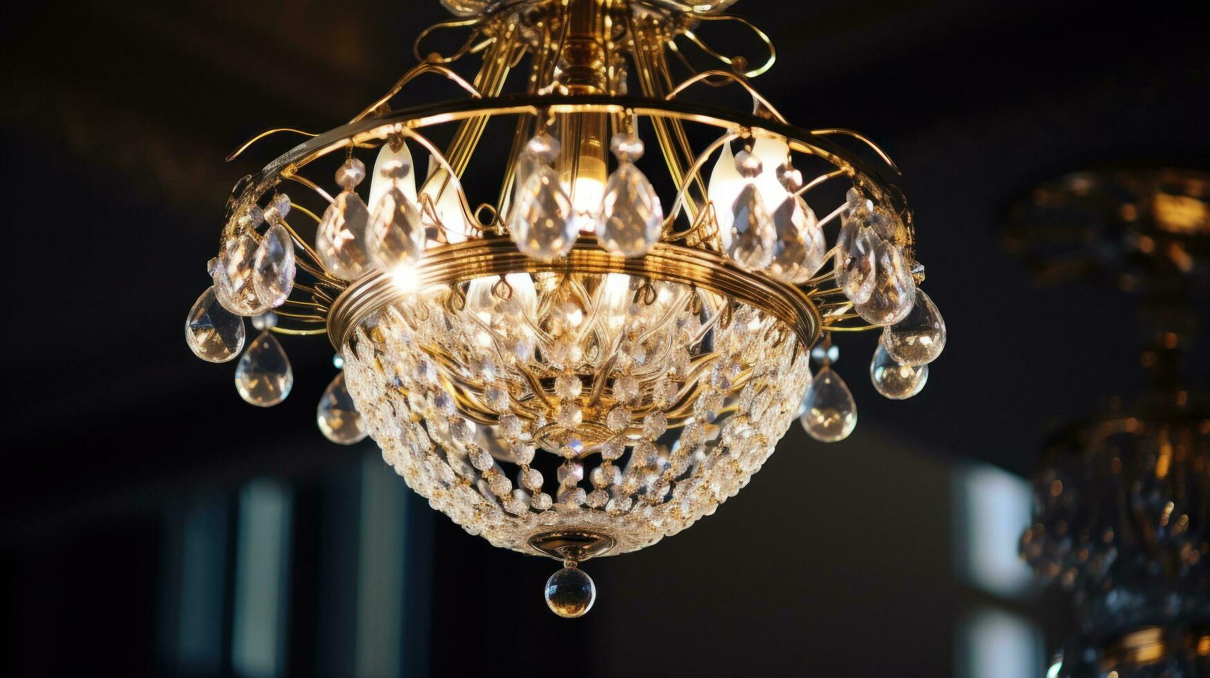 The chandelier hangs gracefully from the ceiling, adding a touch of elegance to any room photo