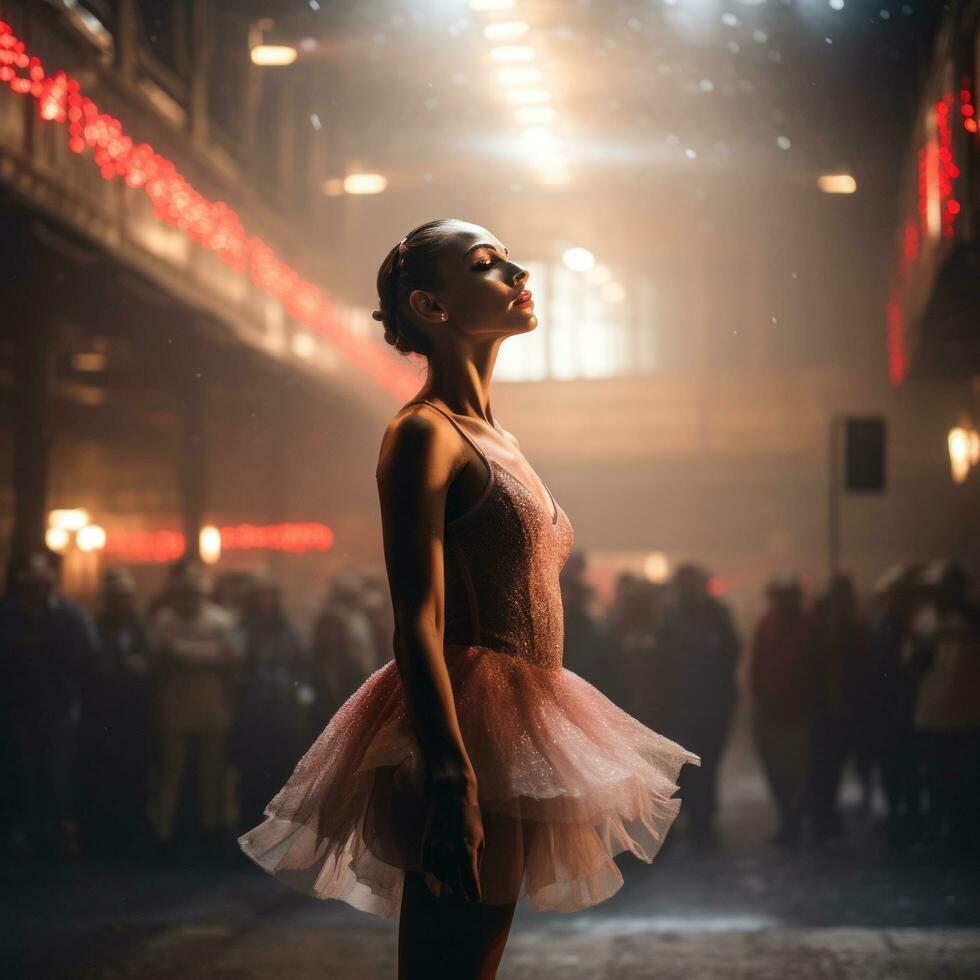 Dancer, ballerina among the dance troupe photo