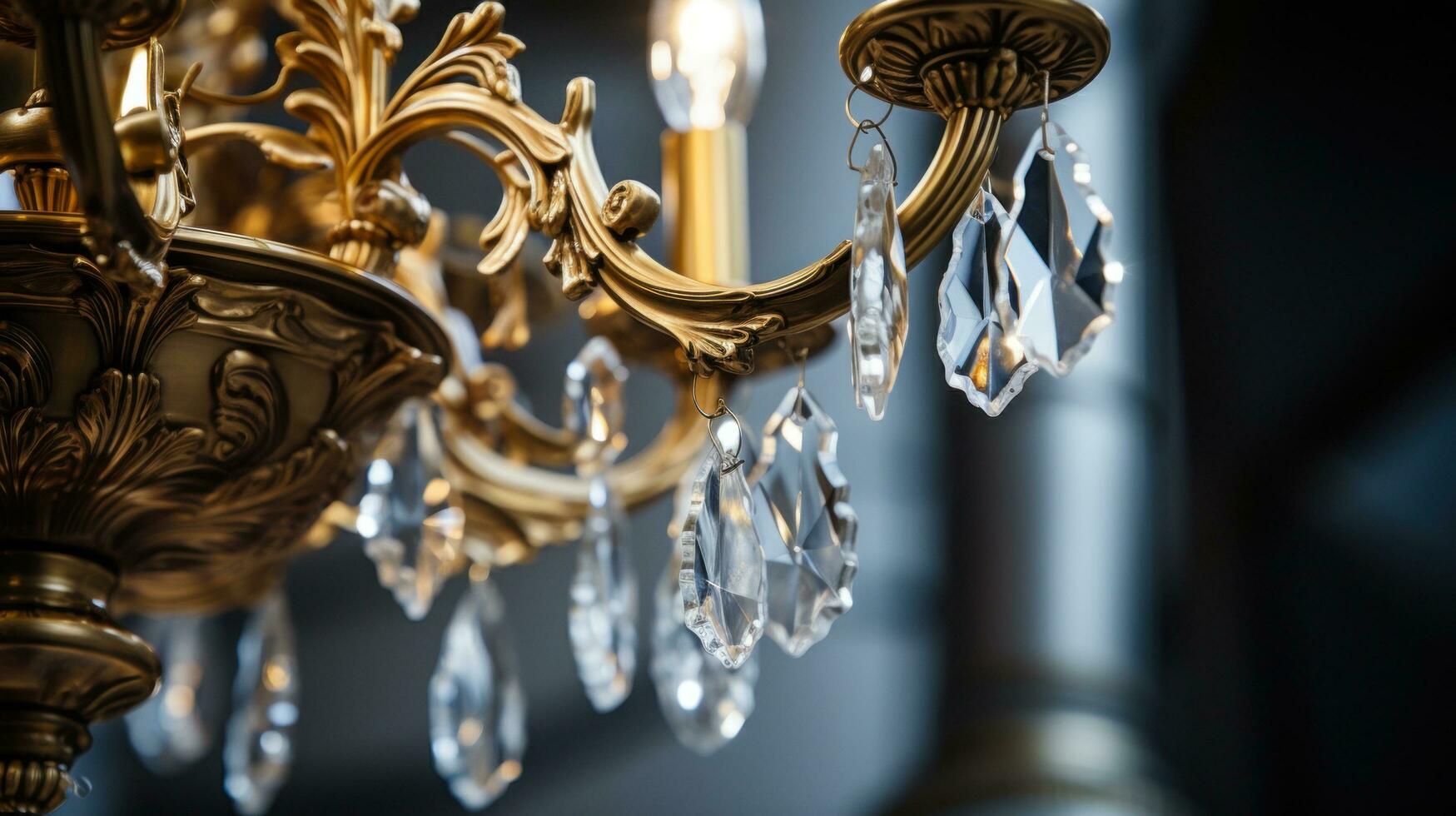 The intricate details of the crystal chandelier photo