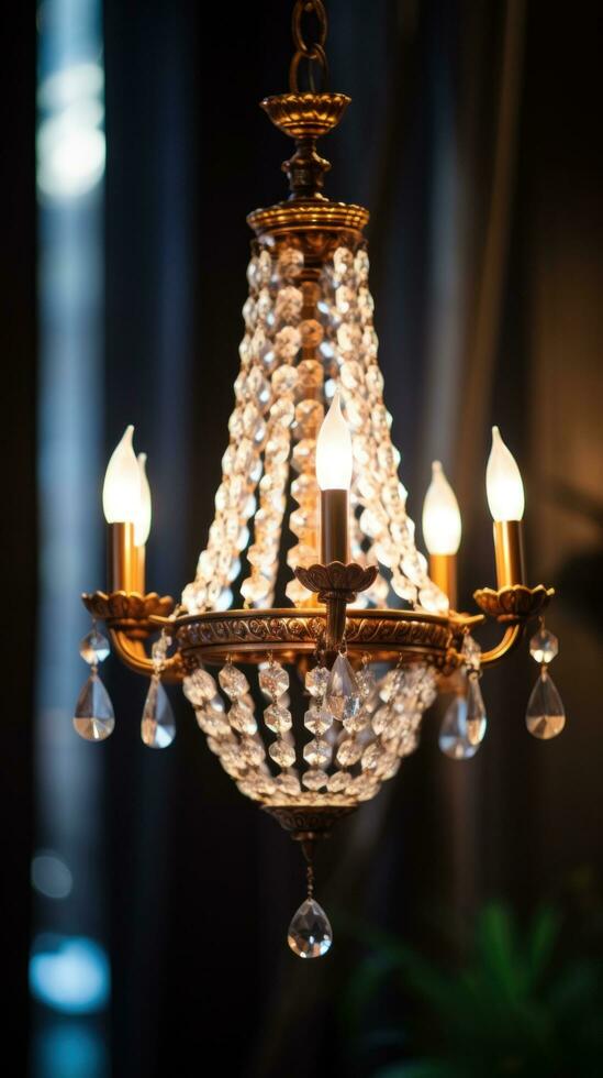 The chandelier hangs gracefully from the ceiling, adding a touch of elegance to any room photo