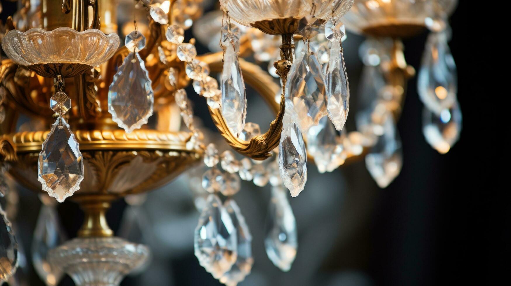 The intricate details of the crystal chandelier photo