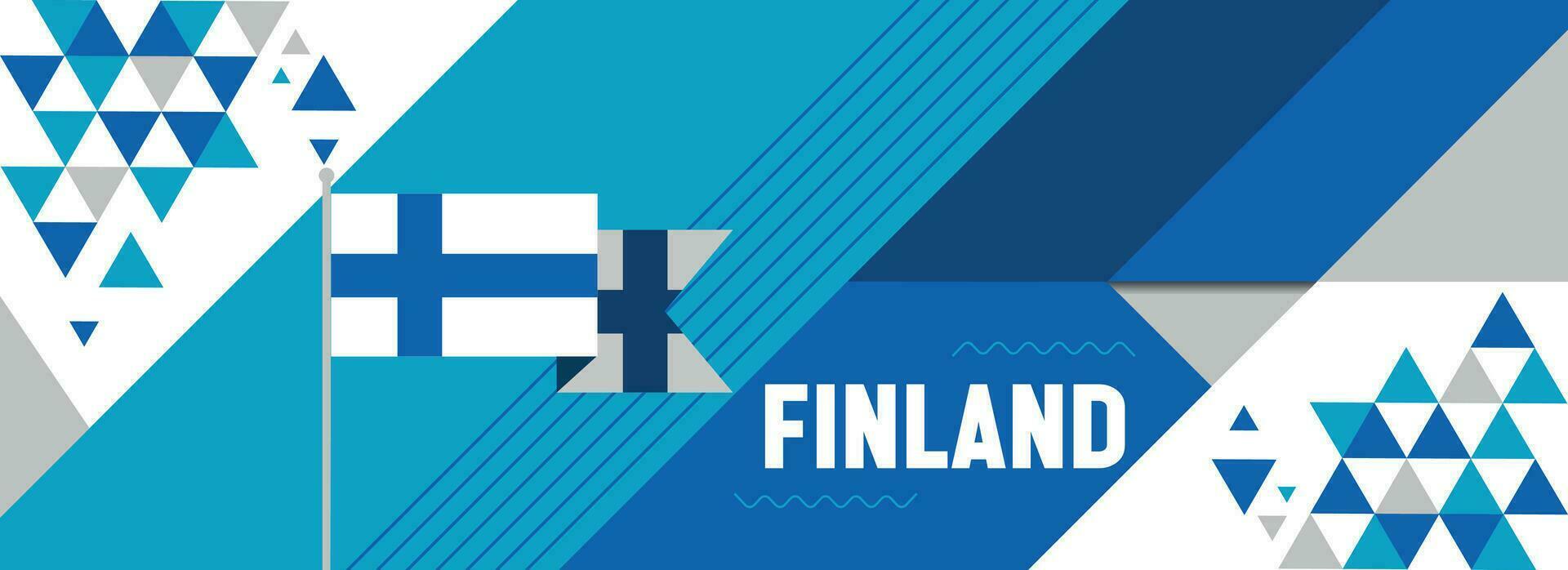 Flag of Finland national or Independence day design for country celebration. Modern retro design with abstract geometric icons. Vector illustration.