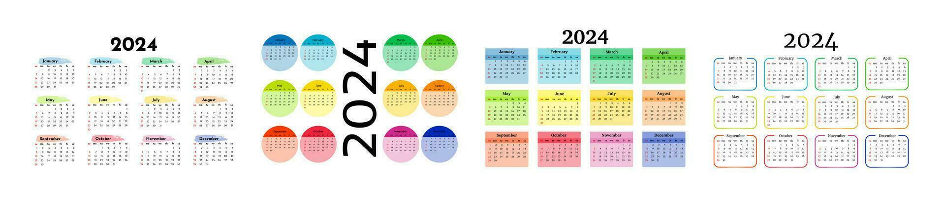 Calendar for 2024 isolated on a white background vector