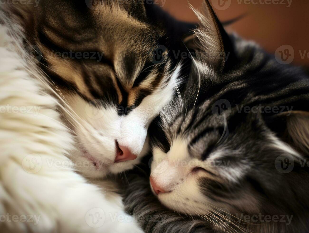pair of cats cuddled up together sharing a warm embrace AI Generative photo
