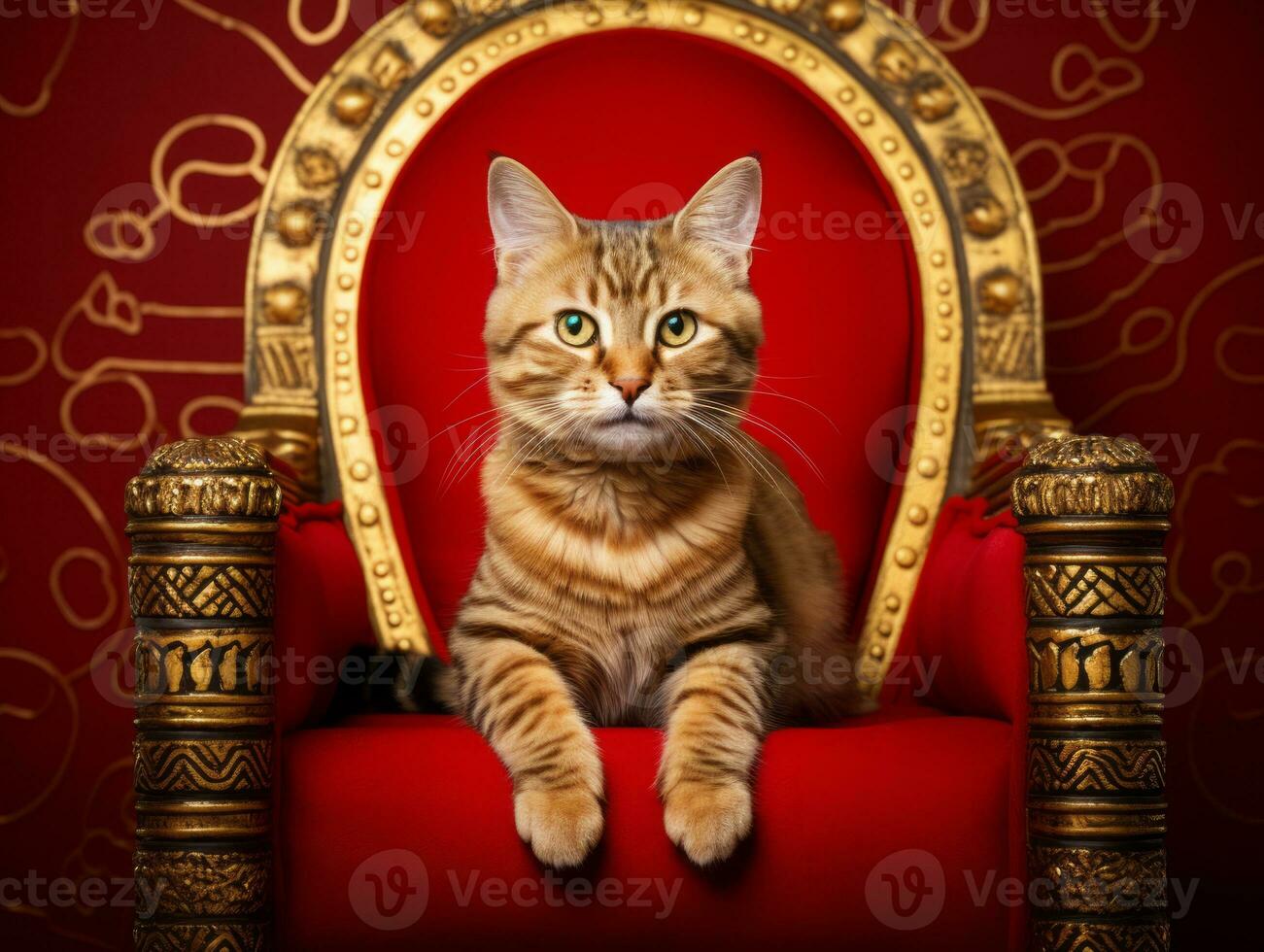 regal cat posed on a luxurious chair AI Generative photo