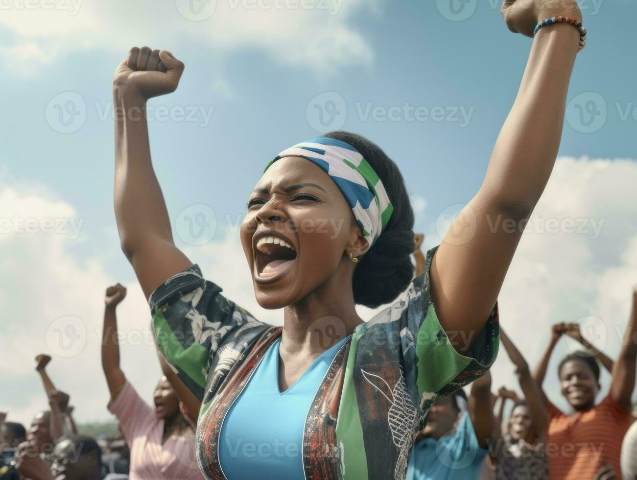 Happy woman celebrating a beautiful life AI Generative photo