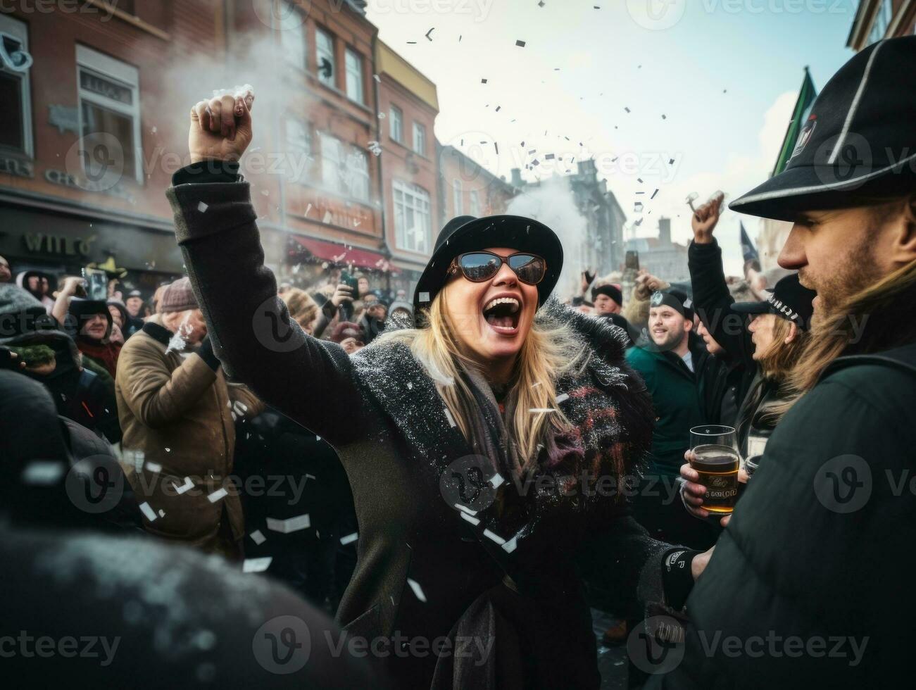 Happy woman celebrating a beautiful life AI Generative photo