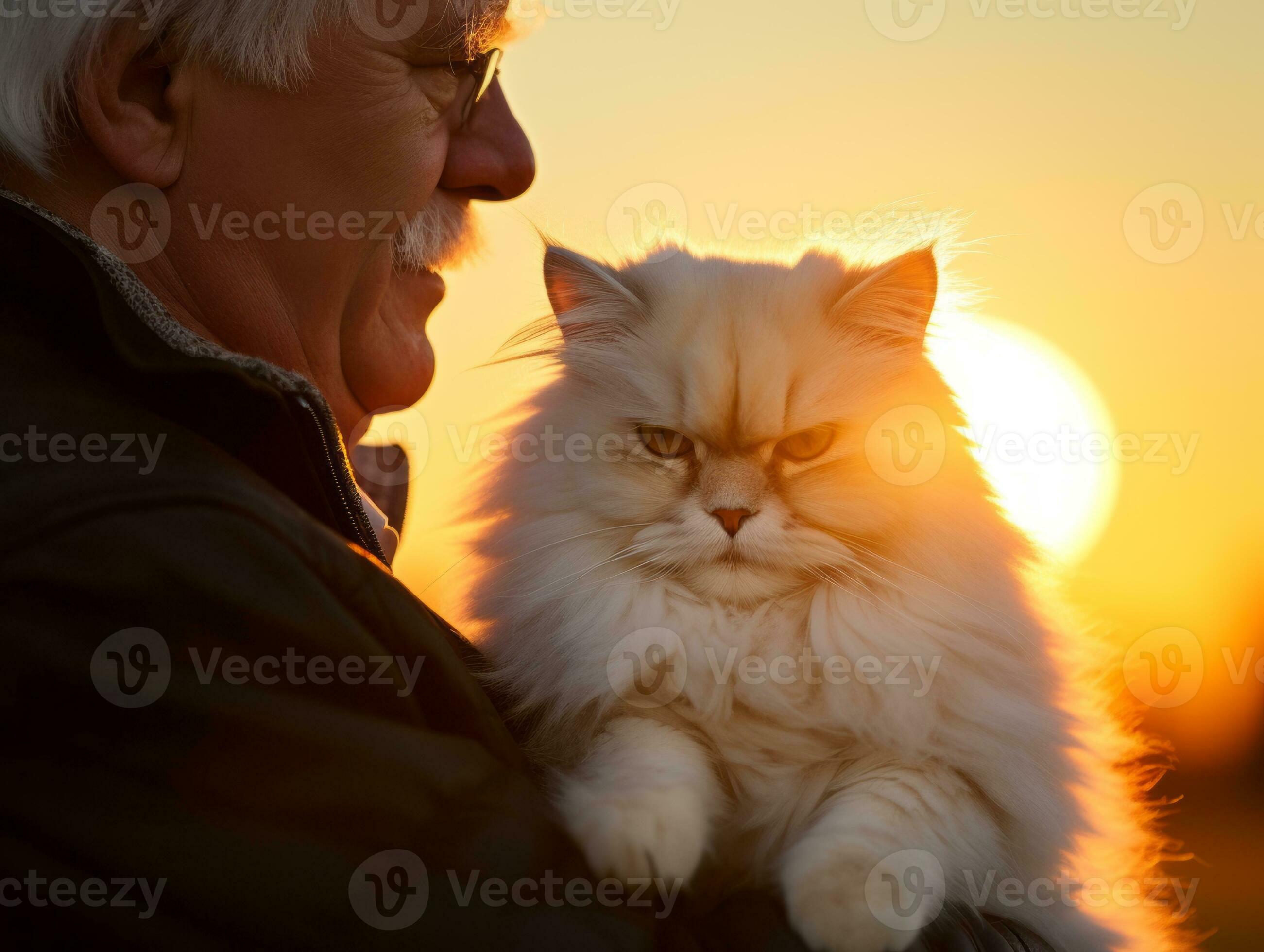 Cat being cradled by a loving owner AI Generative 32691451 Stock Photo