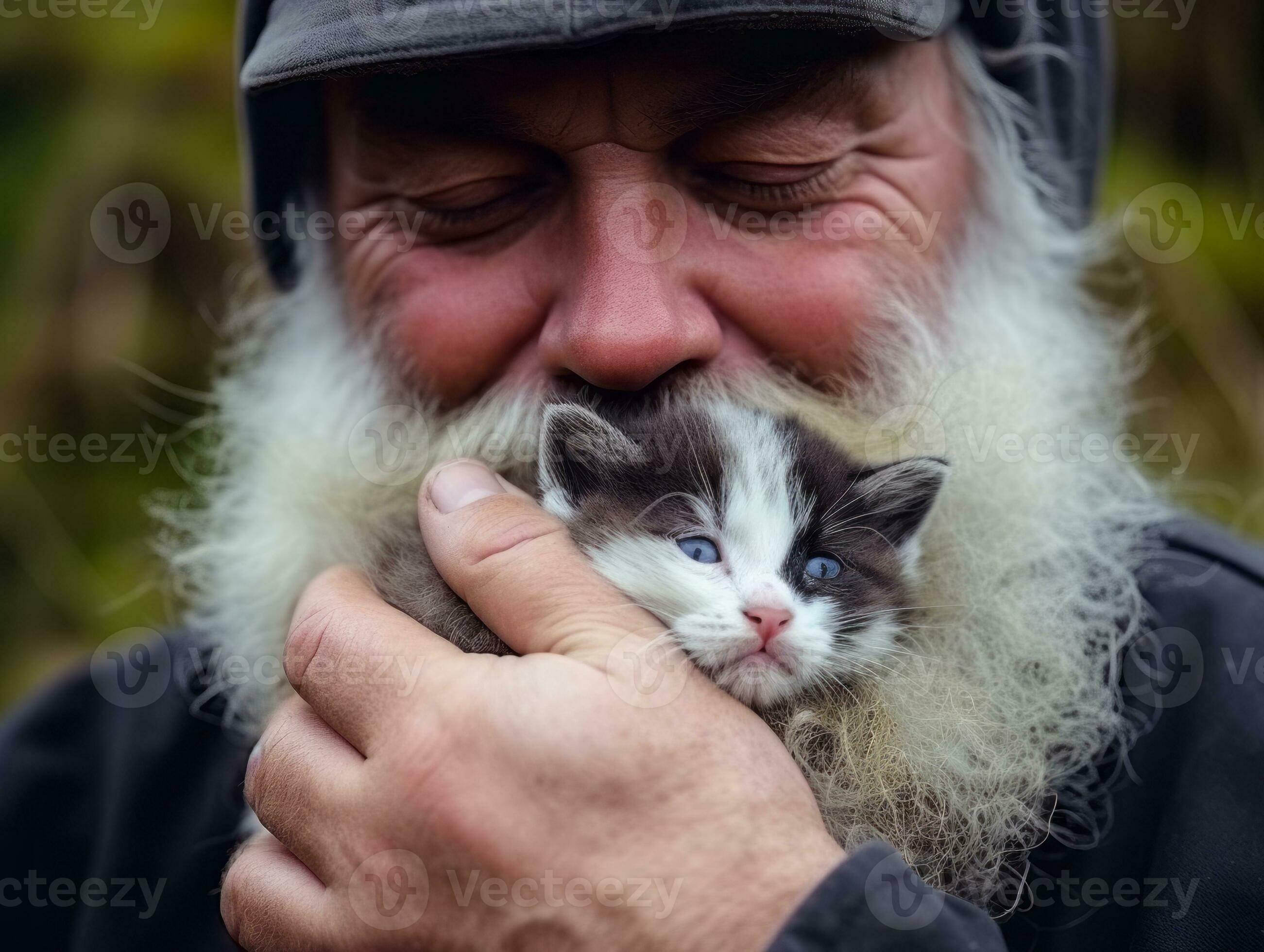 Cat being cradled by a loving owner AI Generative 32691551 Stock Photo