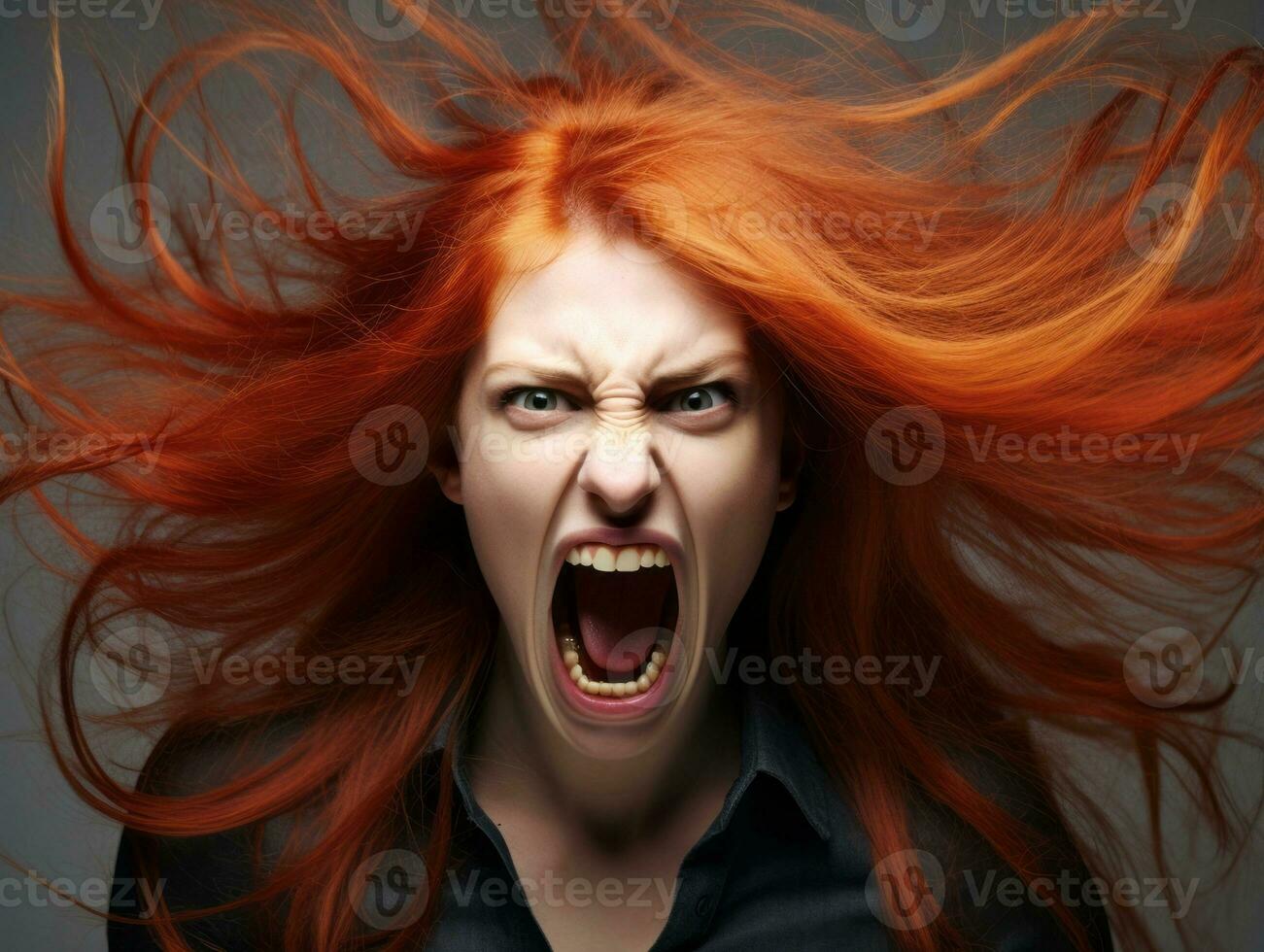 Woman of European appearance who appears to be furious AI Generative photo