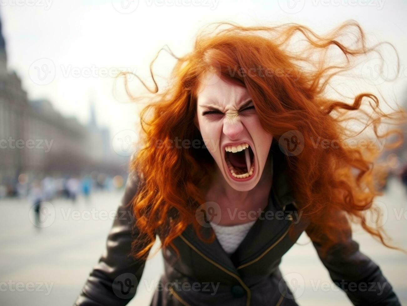 Woman of European appearance who appears to be furious AI Generative photo