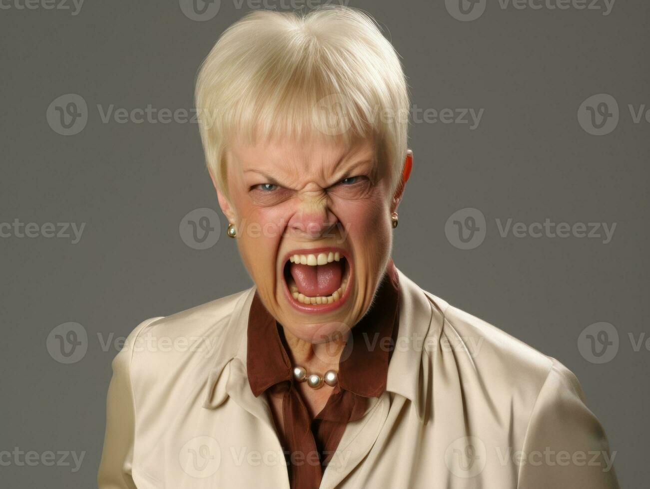 Woman of European appearance who appears to be furious AI Generative photo