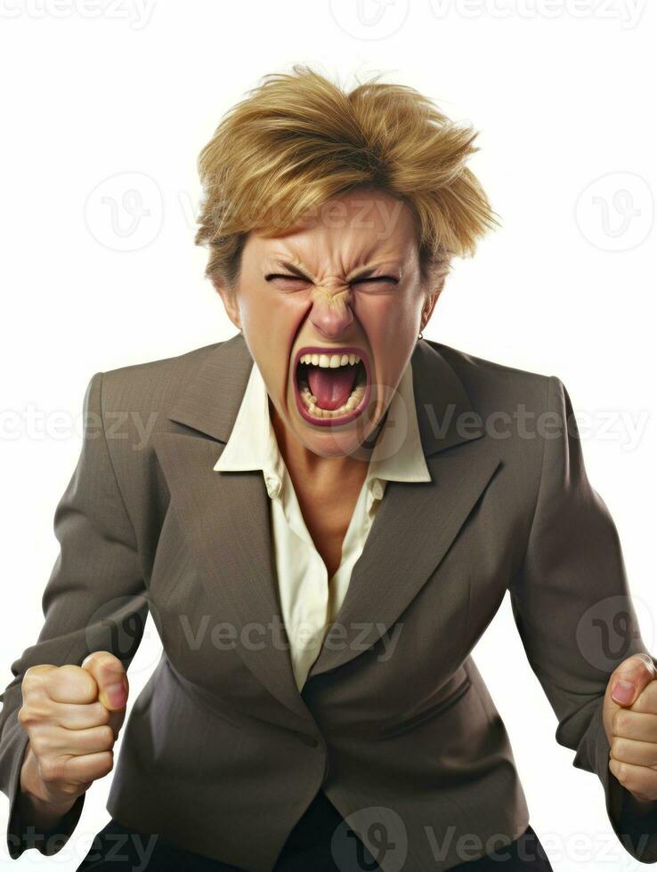 Woman of European appearance who appears to be furious AI Generative photo