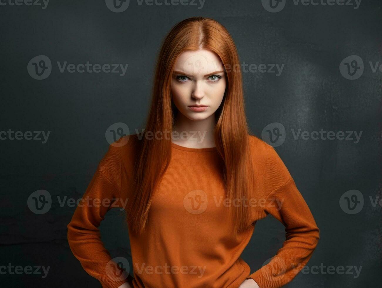 Woman of European appearance who appears to be furious AI Generative photo