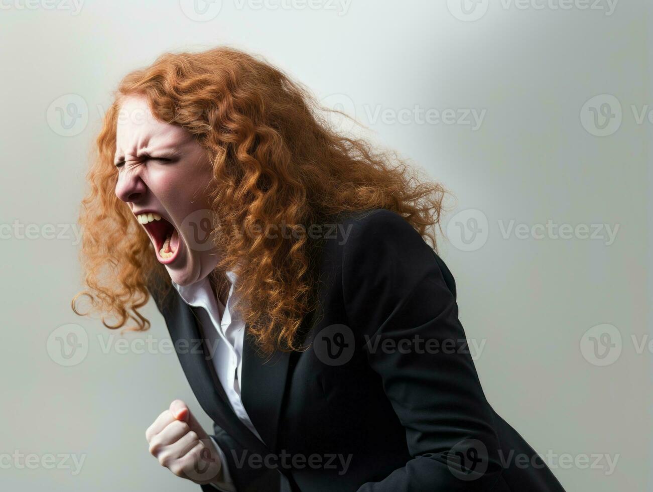 Woman of European appearance who appears to be furious AI Generative photo