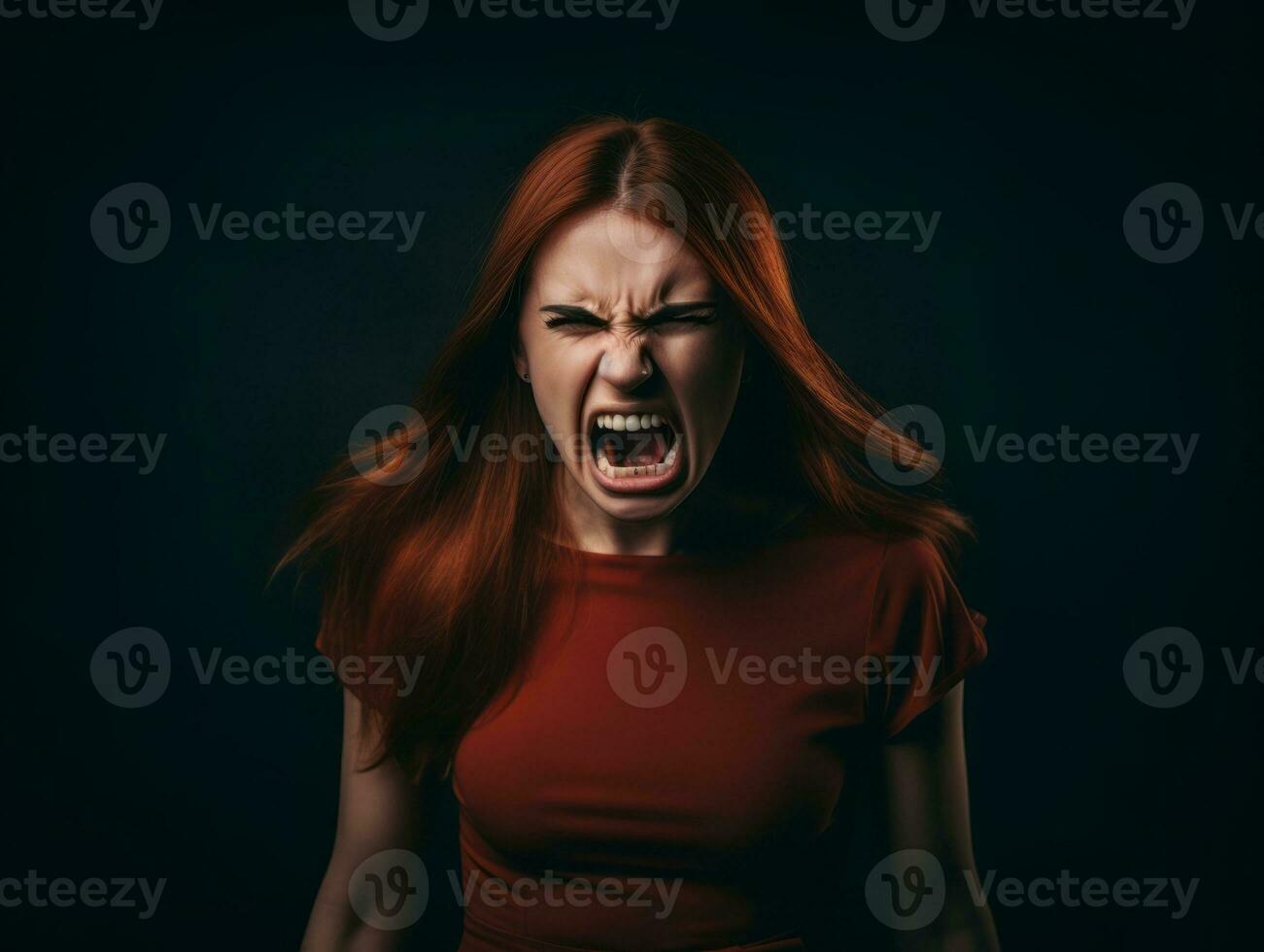 Woman of European appearance who appears to be furious AI Generative photo